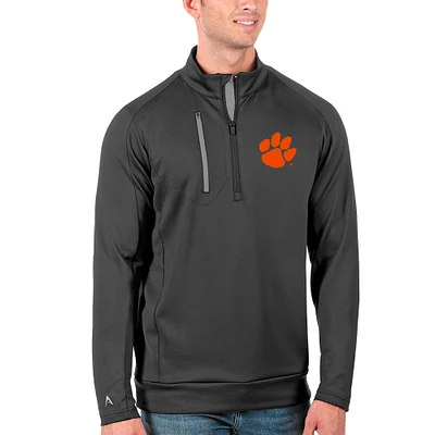 Men's Antigua Charcoal/Silver Clemson Tigers Generation Half-Zip Pullover Jacket