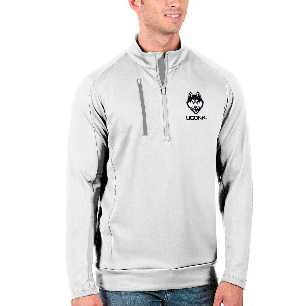 Men's Antigua White/Silver UConn Huskies Generation Half-Zip Pullover Jacket