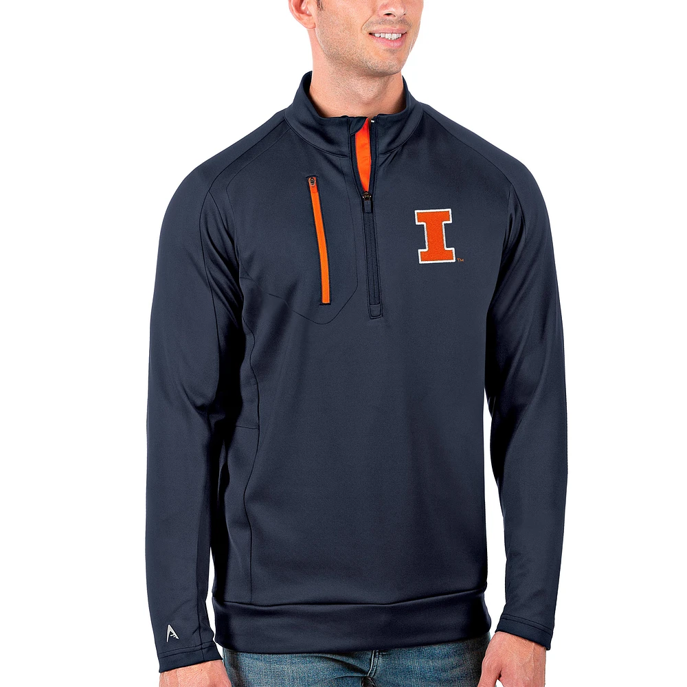 Men's Antigua Navy/Orange Illinois Fighting Illini Generation Half-Zip Pullover Jacket