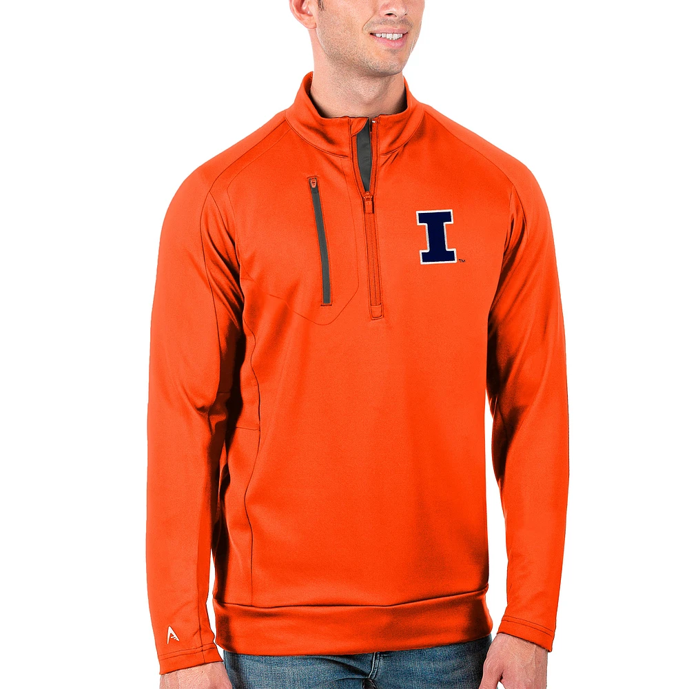 Men's Antigua Orange/Charcoal Illinois Fighting Illini Generation Half-Zip Pullover Jacket