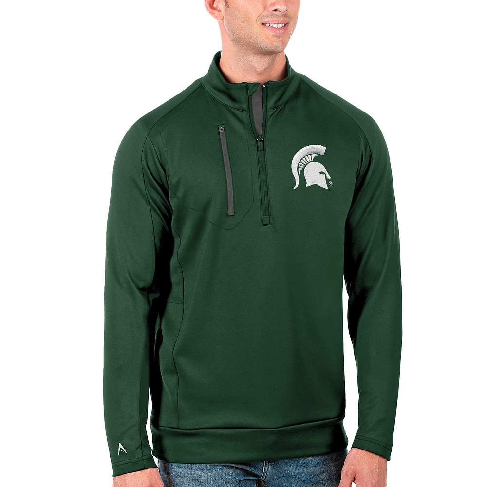Men's Antigua Green/Charcoal Michigan State Spartans Generation Half-Zip Pullover Jacket