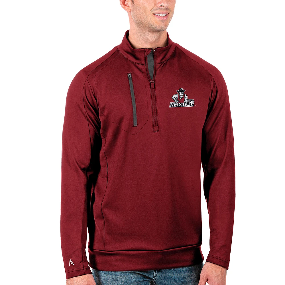 Men's Antigua Crimson/Charcoal New Mexico State Aggies Generation Half-Zip Pullover Jacket