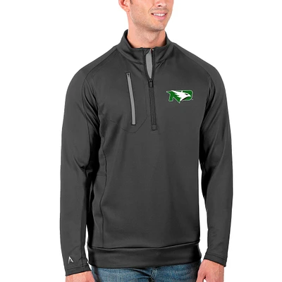 Men's Antigua Charcoal/Silver North Dakota Generation Half-Zip Pullover Jacket