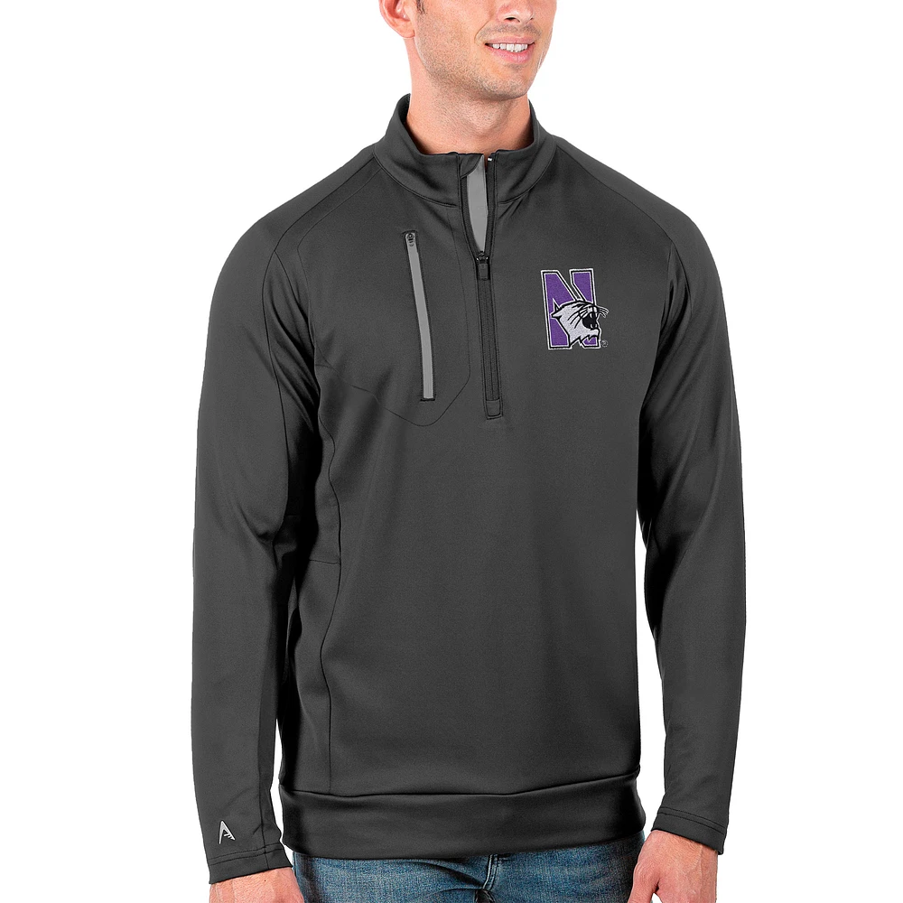 Men's Antigua Charcoal/Silver Northwestern Wildcats Generation Half-Zip Pullover Jacket
