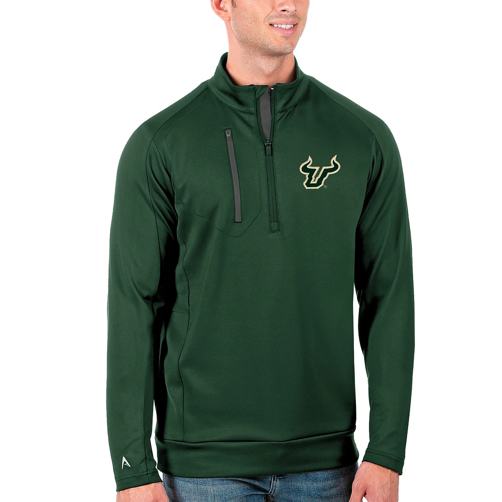 Men's Antigua Green/Charcoal South Florida Bulls Generation Half-Zip Pullover Jacket