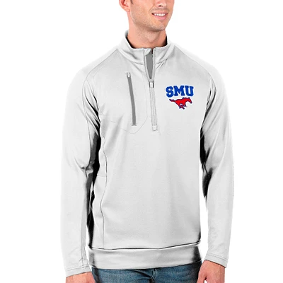Men's Antigua White/Silver SMU Mustangs Generation Half-Zip Pullover Jacket