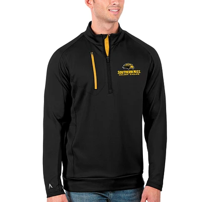 Men's Antigua Black/Gold Southern Miss Golden Eagles Generation Half-Zip Pullover Jacket