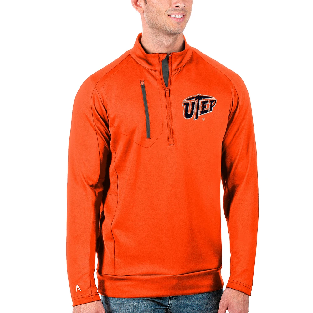 Men's Antigua Orange/Charcoal UTEP Miners Generation Half-Zip Pullover Jacket