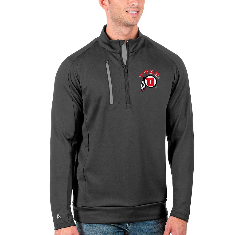 Men's Antigua Charcoal/Silver Utah Utes Generation Half-Zip Pullover Jacket