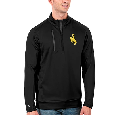 Men's Antigua Black/Charcoal Wyoming Cowboys Generation Half-Zip Pullover Jacket