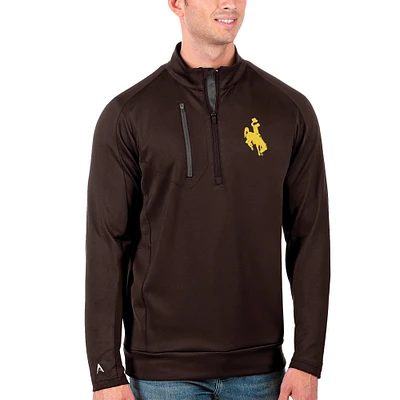 Men's Antigua Brown/Charcoal Wyoming Cowboys Generation Half-Zip Pullover Jacket