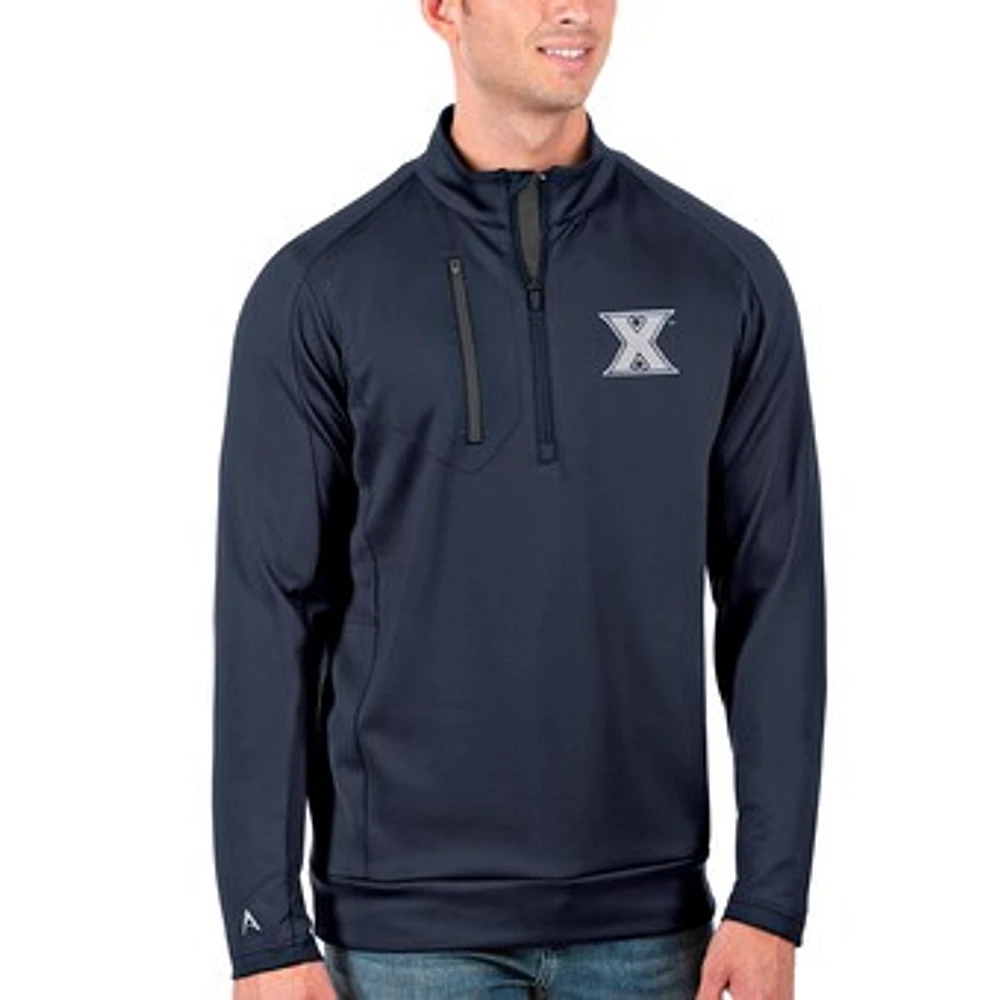 Men's Antigua Navy/Charcoal Xavier Musketeers Generation Half-Zip Pullover Jacket