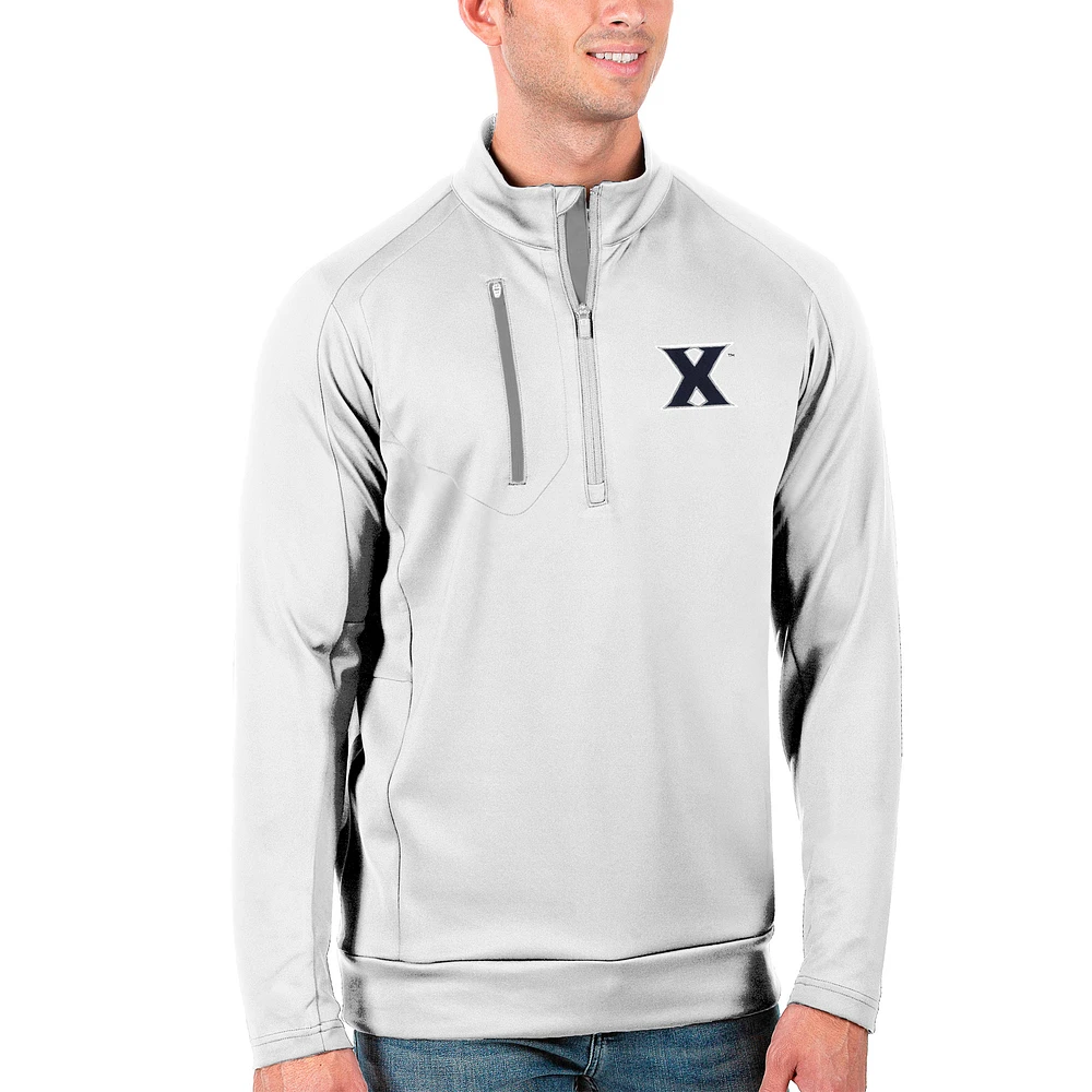 Men's Antigua White/Silver Xavier Musketeers Generation Half-Zip Pullover Jacket