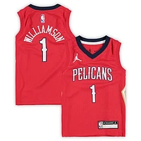 Preschool Jordan Brand Zion Williamson Red New Orleans Pelicans 2020/21 Fast Break Replica Jersey - Statement Edition