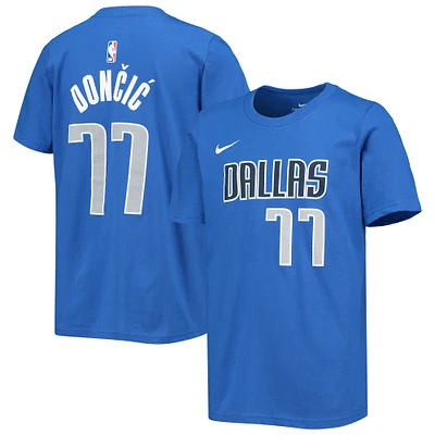 Youth Nike Luka Doncic Royal Dallas Mavericks Logo Name & Number T-Shirt