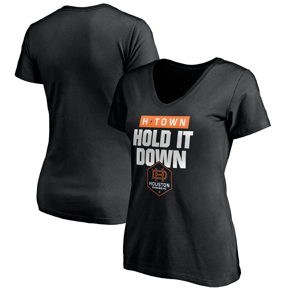 Women's Black Houston Dynamo H-Town V-Neck T-Shirt