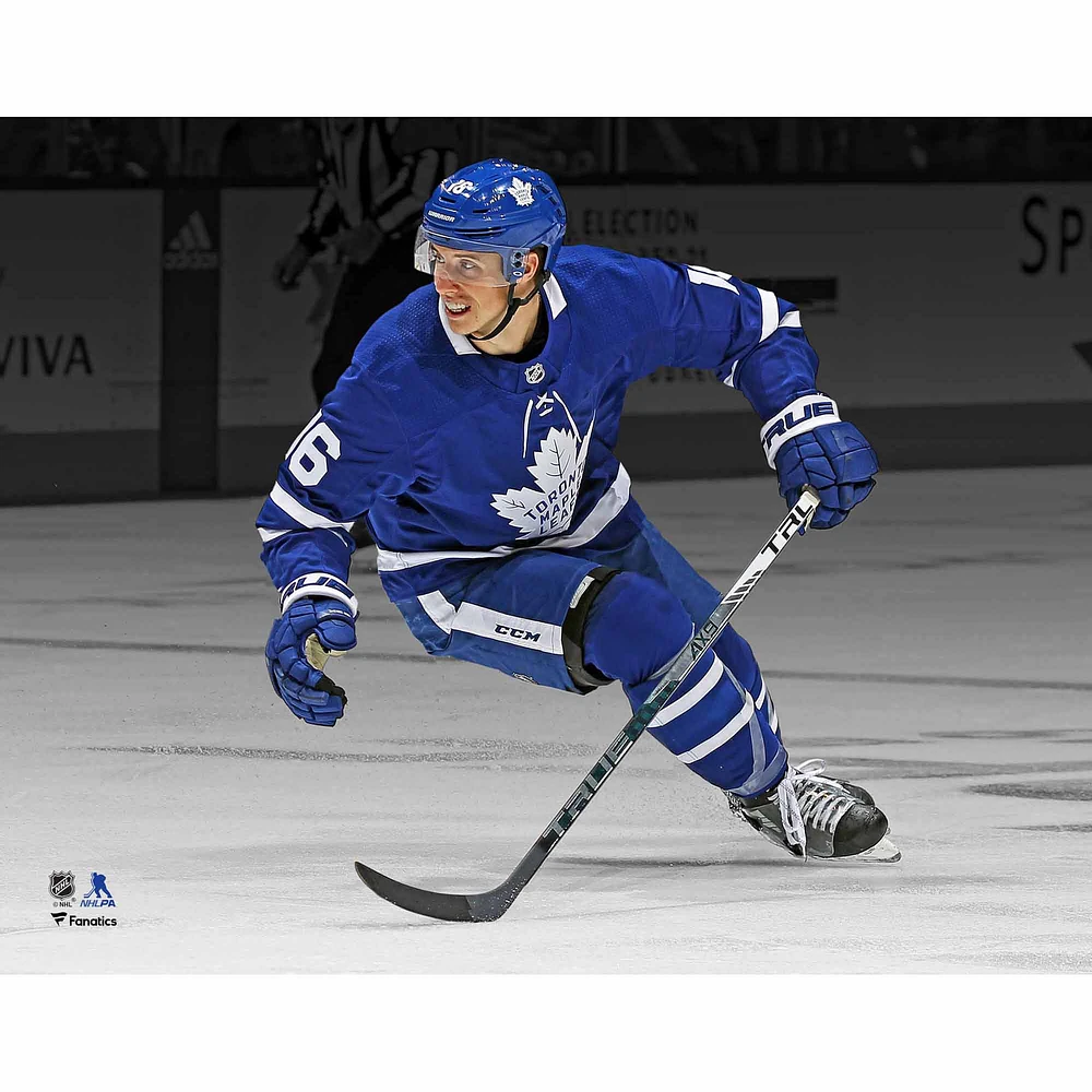 Mitchell Marner Toronto Maple Leafs Unsigned Blue Jersey Skating Spotlight Photograph