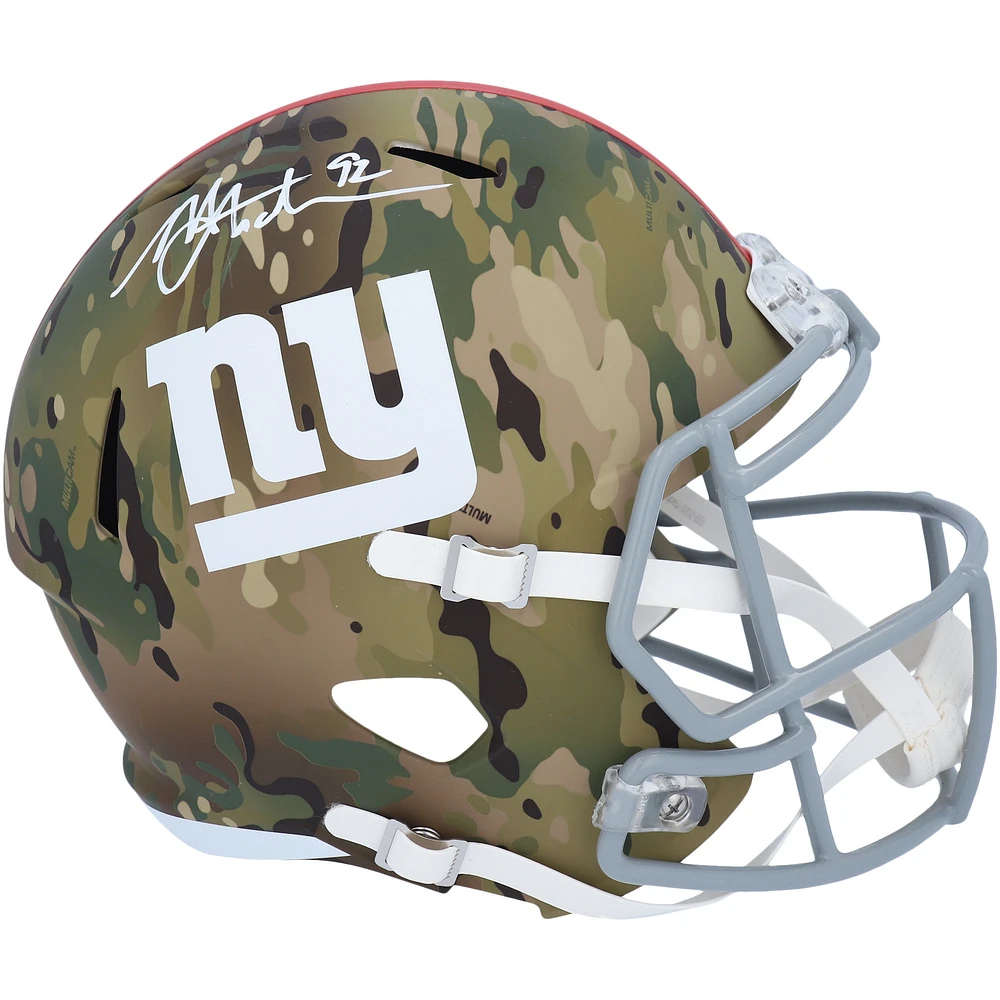Michael Strahan New York Giants Autographed Riddell Camo Alternate Speed Replica Helmet