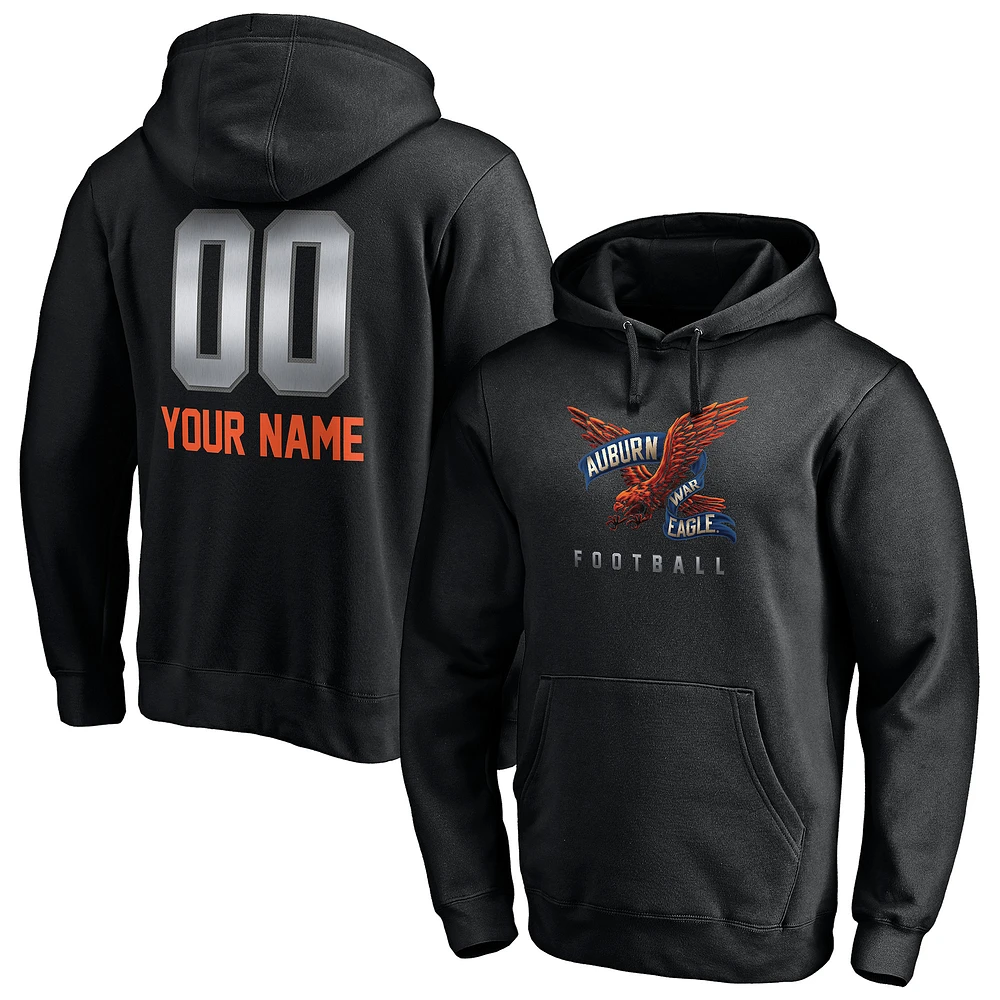 Men's Black Auburn Tigers Personalized Any Name & Number Midnight Mascot Pullover Hoodie