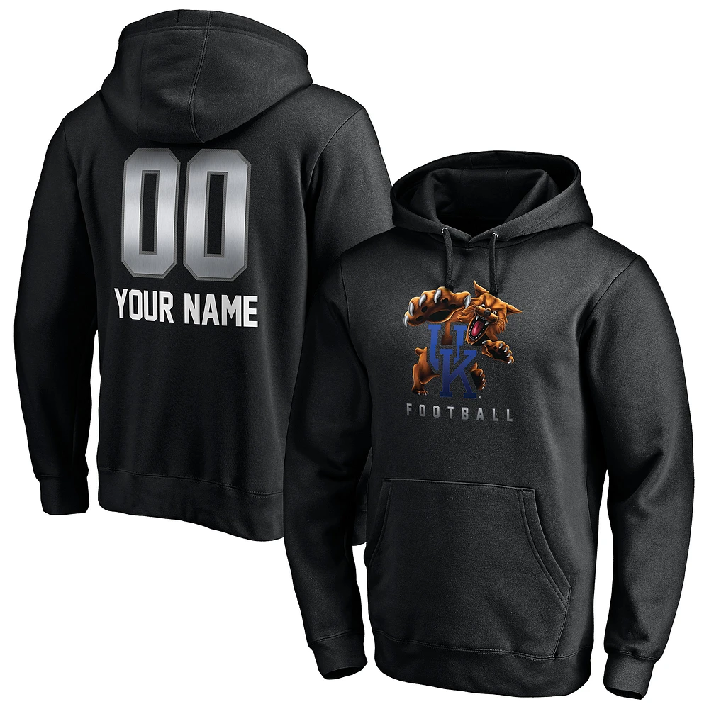 Men's Black Kentucky Wildcats Personalized Any Name & Number Midnight Mascot Pullover Hoodie