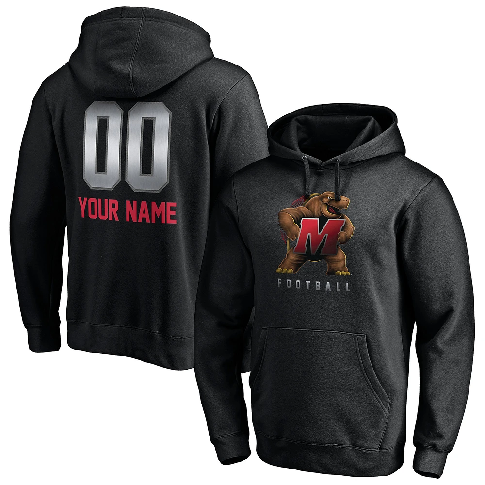 Men's Black Maryland Terrapins Personalized Any Name & Number Midnight Mascot Pullover Hoodie
