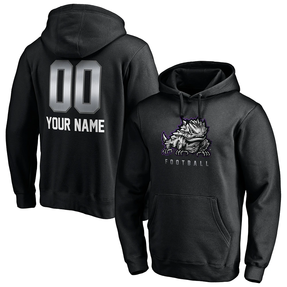 Men's Black TCU Horned Frogs Personalized Any Name & Number Midnight Mascot Pullover Hoodie