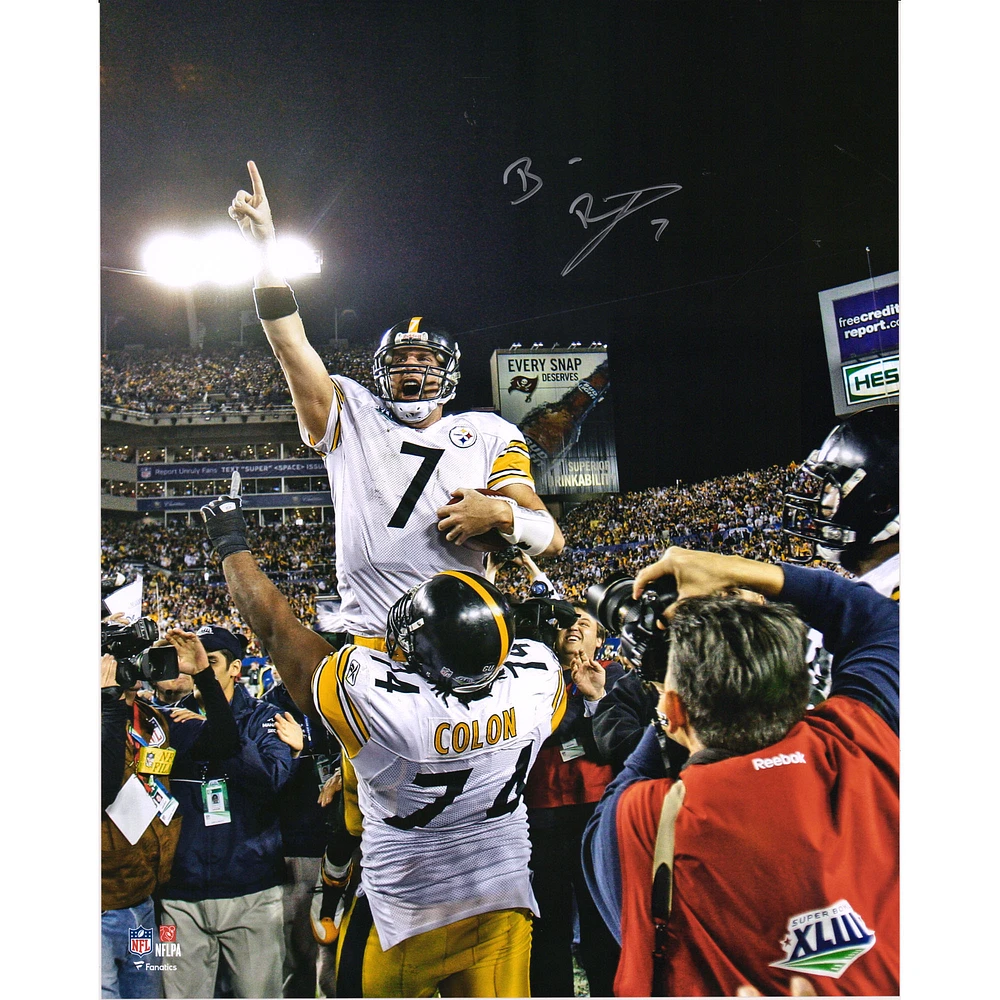 Ben Roethlisberger Pittsburgh Steelers Autographed 16" x 20" Super Bowl XLIII Celebration Photograph