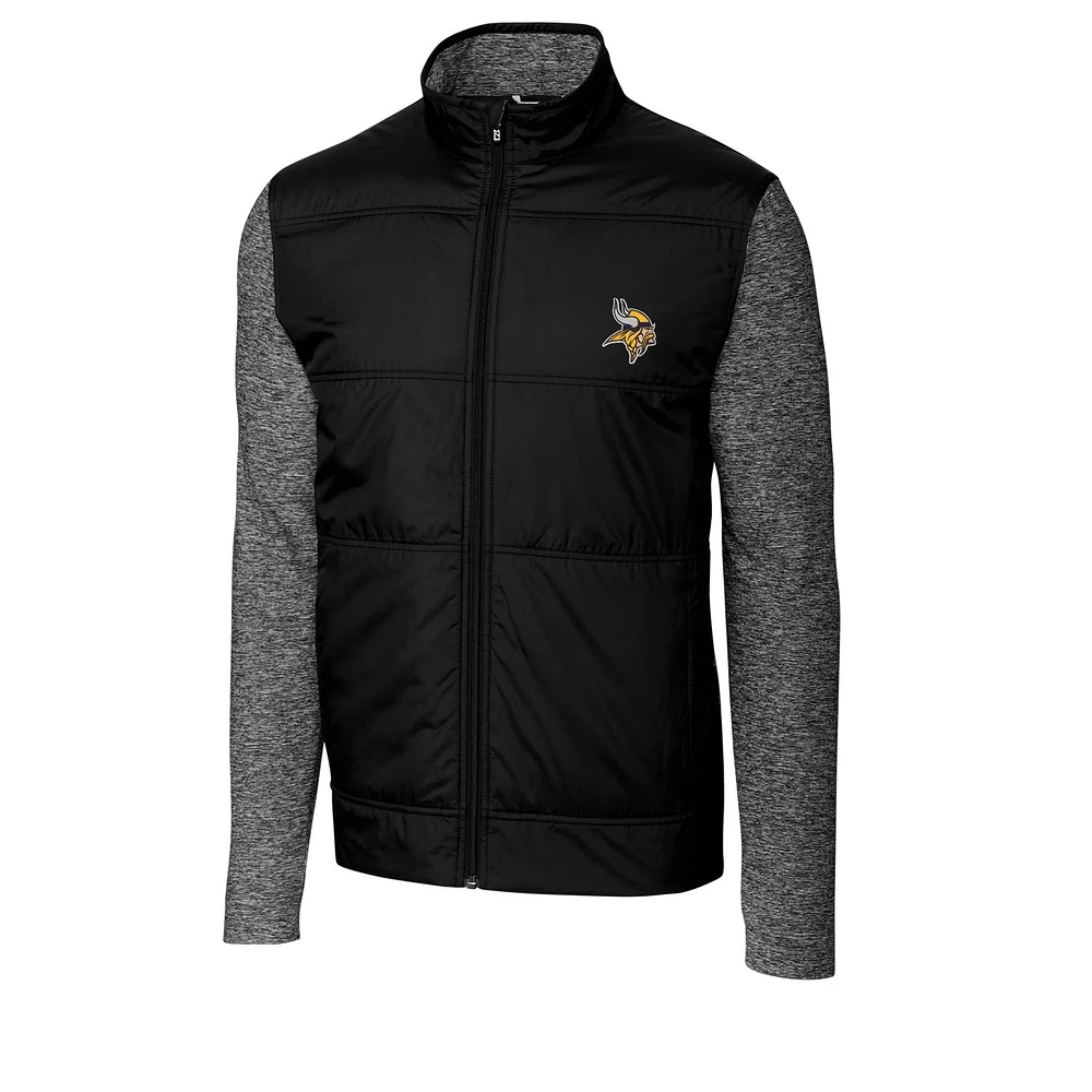 Men's Cutter & Buck Black Minnesota Vikings Big Tall Stealth Full-Zip Jacket