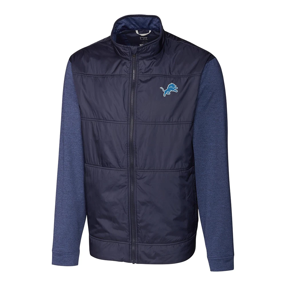 Men's Cutter & Buck Navy Detroit Lions Big Tall Stealth Full-Zip Jacket