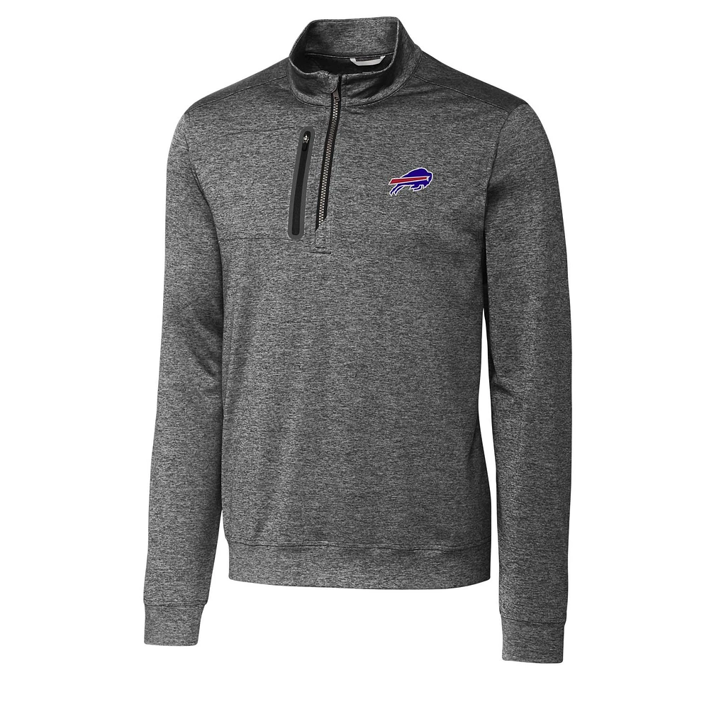 Men's Cutter & Buck Gray Buffalo Bills Big Tall Stealth Quarter-Zip Pullover Jacket