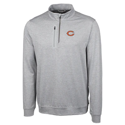 Men's Cutter & Buck Heather Gray Chicago Bears Big Tall Stealth Quarter-Zip Pullover Jacket