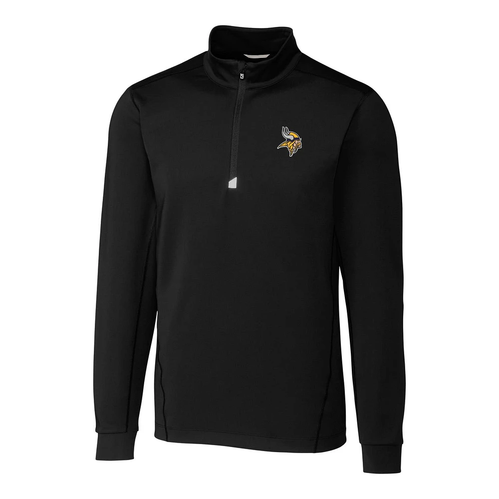 Men's Cutter & Buck Black Minnesota Vikings Big Tall Traverse Quarter-Zip Pullover Jacket
