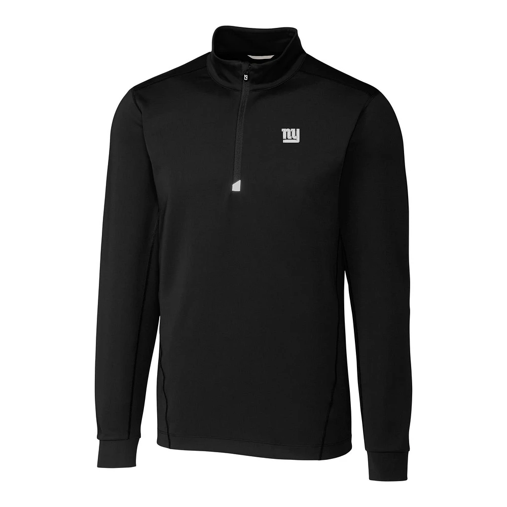 Men's Cutter & Buck Black New York Giants Big Tall Traverse Quarter-Zip Pullover Jacket