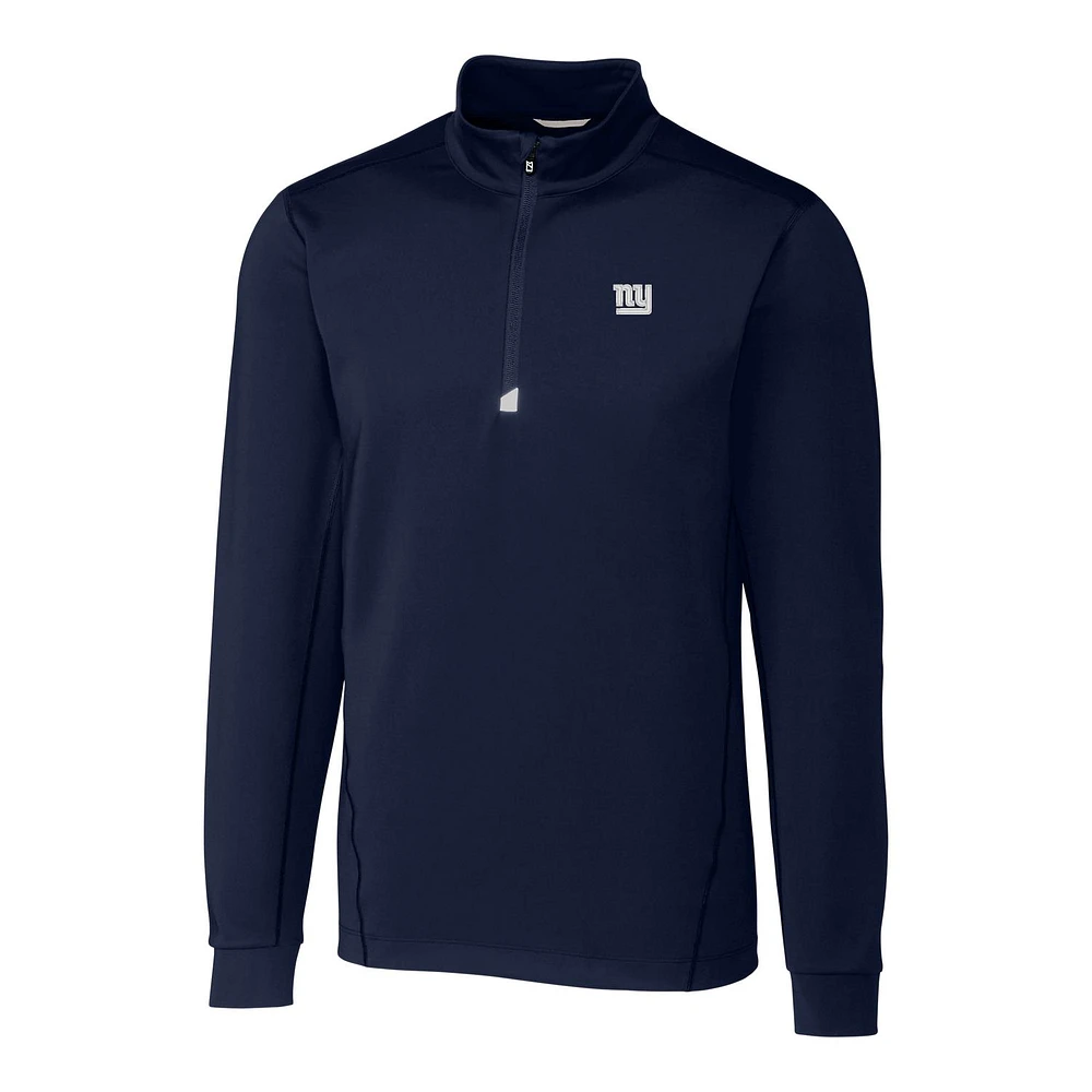 Men's Cutter & Buck Navy New York Giants Big Tall Traverse Quarter-Zip Pullover Jacket