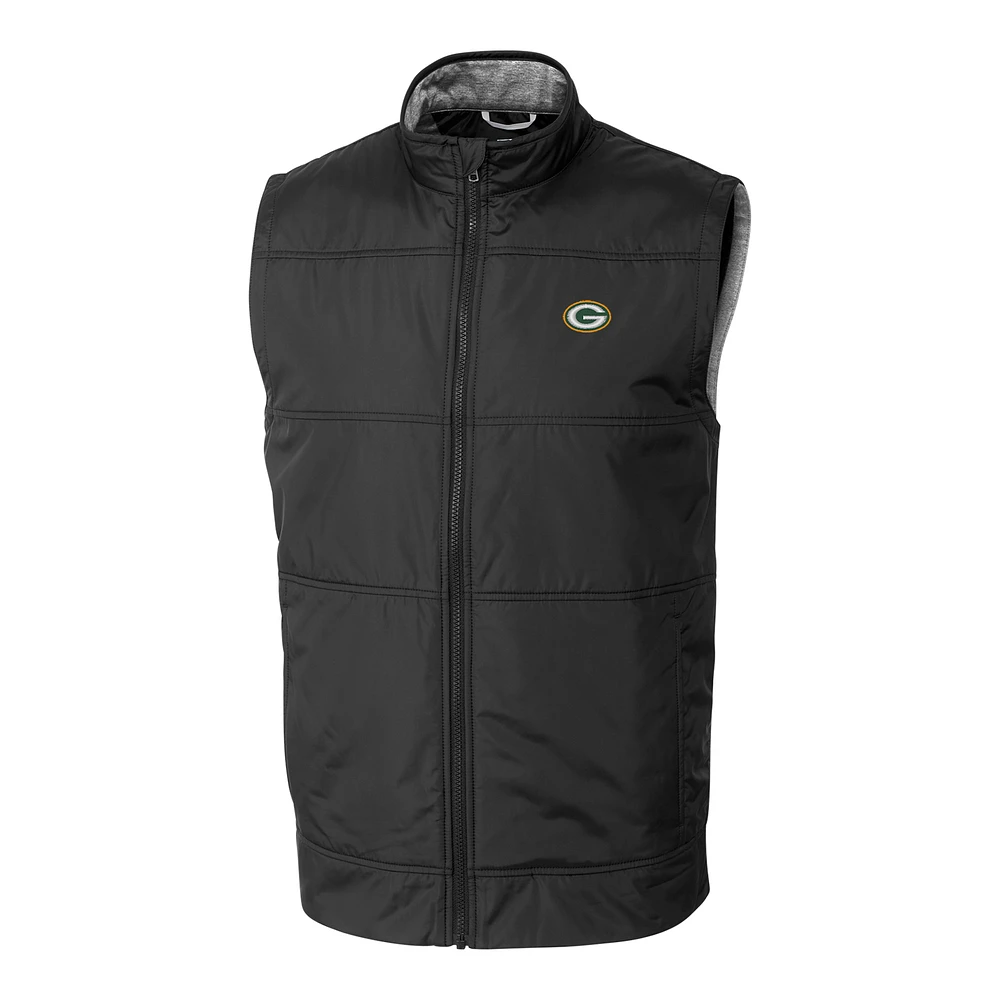 Men's Cutter & Buck Black Green Bay Packers Big Tall Stealth Full-Zip Vest