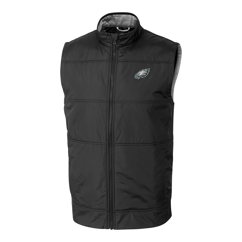 Men's Cutter & Buck Black Philadelphia Eagles Big Tall Stealth Full-Zip Vest