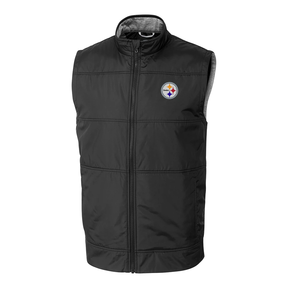 Men's Cutter & Buck Black Pittsburgh Steelers Big Tall Stealth Full-Zip Vest