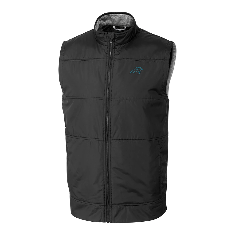 Men's Cutter & Buck Black Carolina Panthers Big Tall Stealth Full-Zip Vest