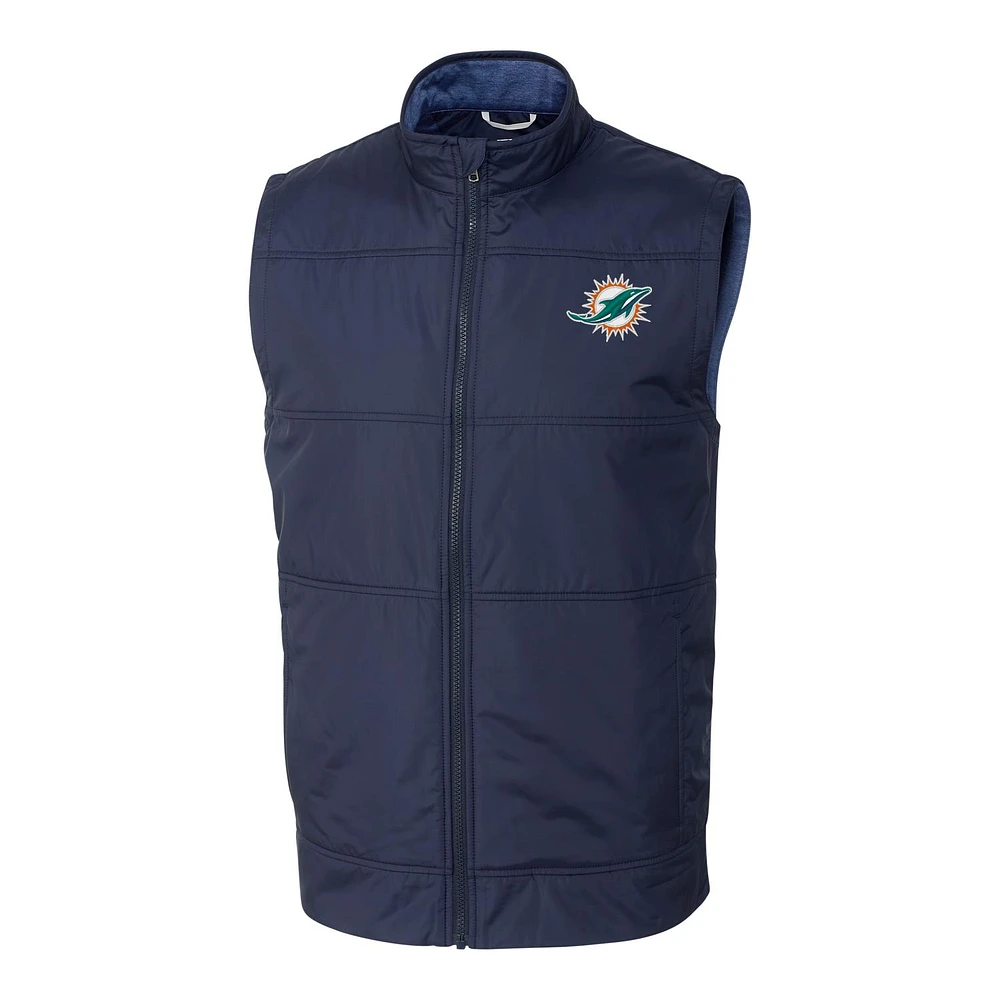 Men's Cutter & Buck Navy Miami Dolphins Big Tall Stealth Full-Zip Vest