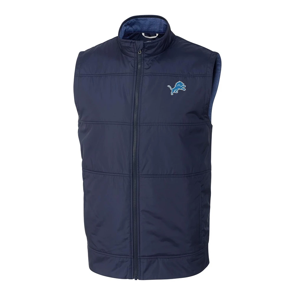 Men's Cutter & Buck Navy Detroit Lions Big Tall Stealth Full-Zip Vest