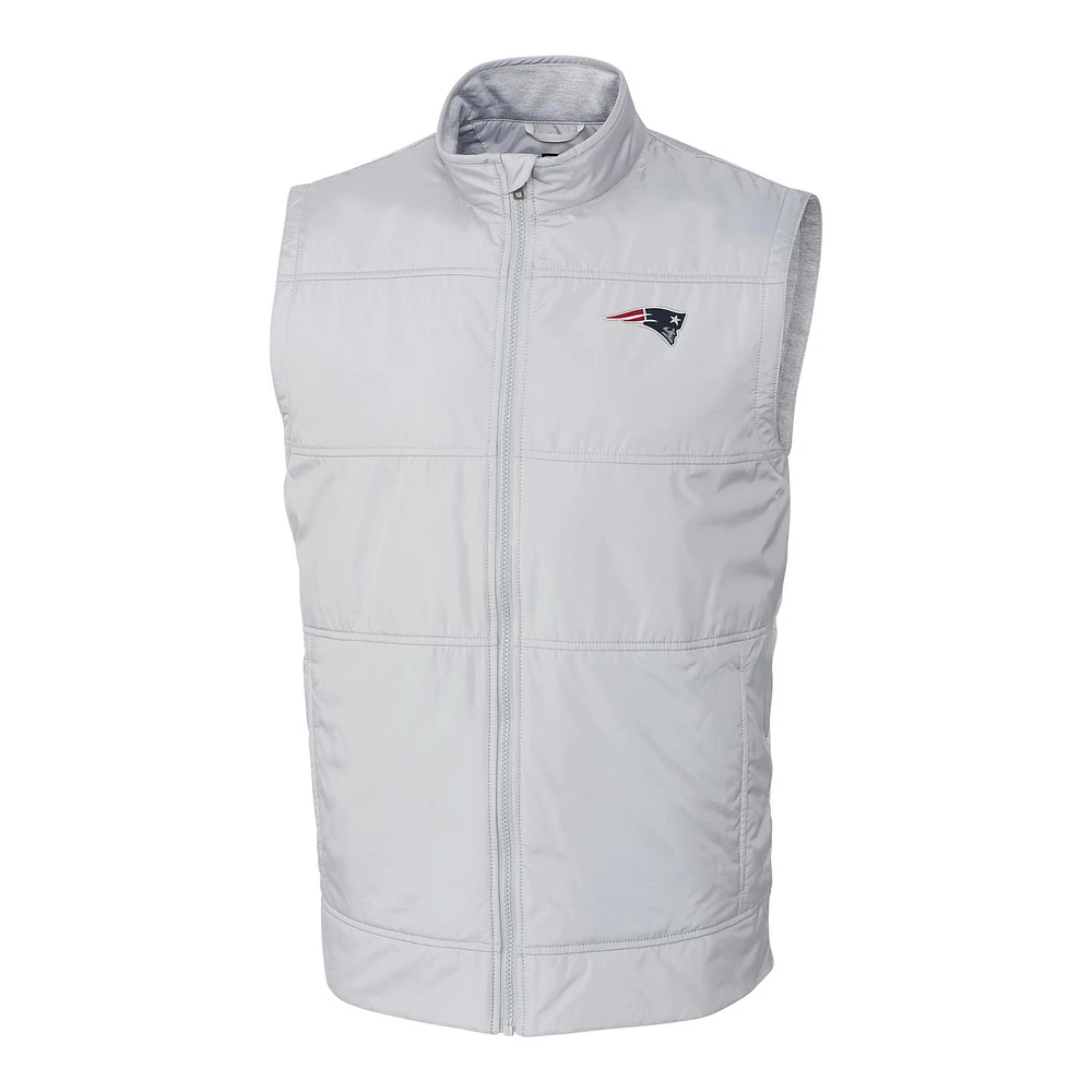 Men's Cutter & Buck Heather Gray New England Patriots Big & Tall Stealth Full-Zip Vest