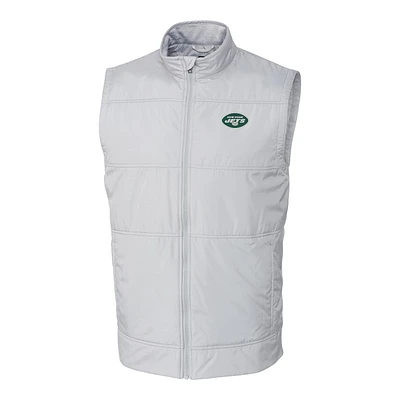 Men's Cutter & Buck Heather Gray New York Jets Big & Tall Stealth Full-Zip Vest