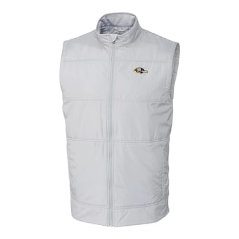 Men's Cutter & Buck Heather Gray Baltimore Ravens Big & Tall Stealth Full-Zip Vest