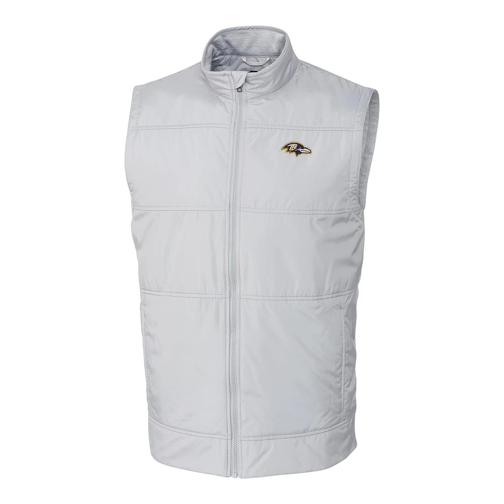 Men's Cutter & Buck Heather Gray Baltimore Ravens Big & Tall Stealth Full-Zip Vest