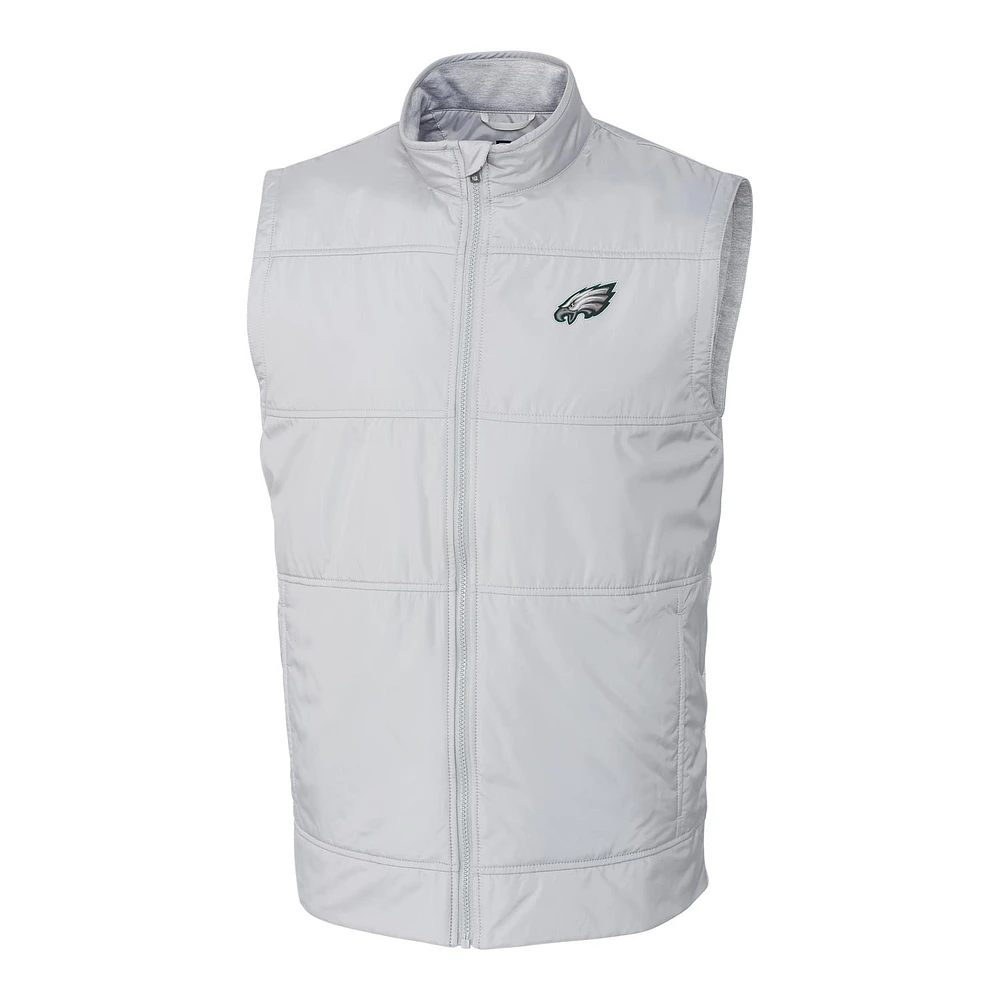 Men's Cutter & Buck Heather Gray Philadelphia Eagles Big & Tall Stealth Full-Zip Vest