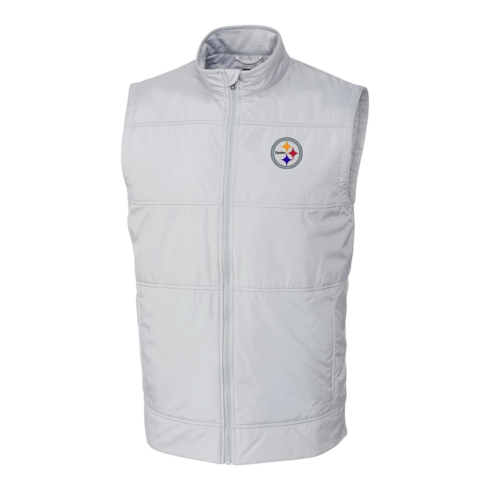Men's Cutter & Buck Heather Gray Pittsburgh Steelers Big Tall Stealth Full-Zip Vest