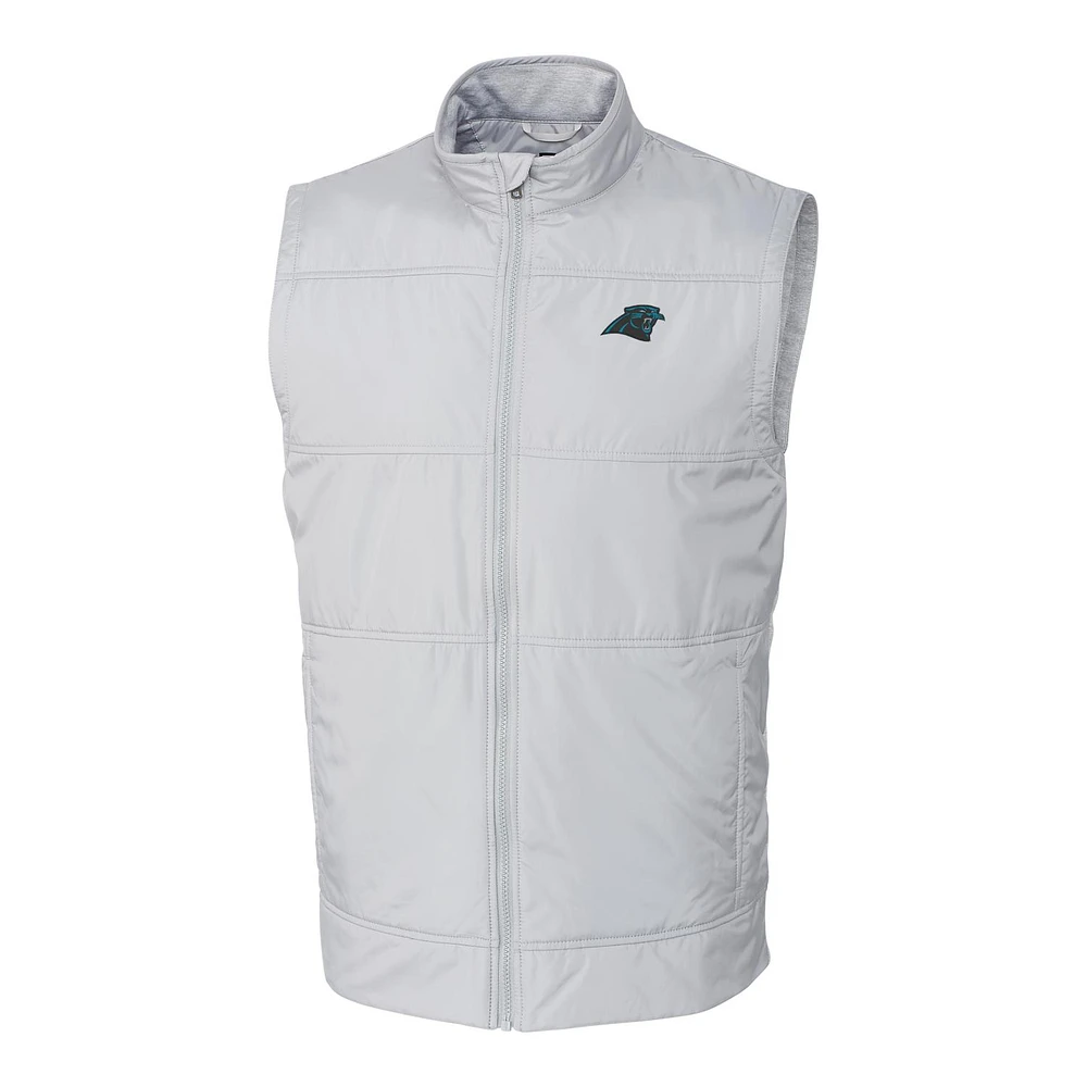 Men's Cutter & Buck Heather Gray Carolina Panthers Big Tall Stealth Full-Zip Vest