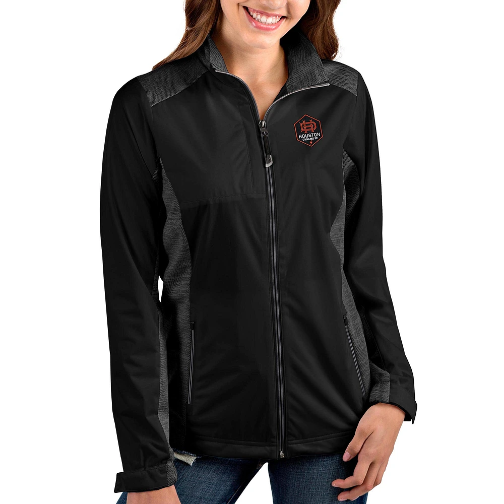 Women's Antigua Black/Heather Black Houston Dynamo Revolve Full-Zip Jacket