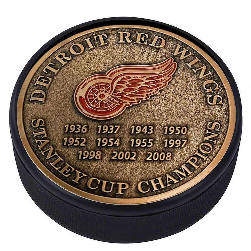 Detroit Red Wings 11-Time Stanley Cup Champions Medallion Collection Puck