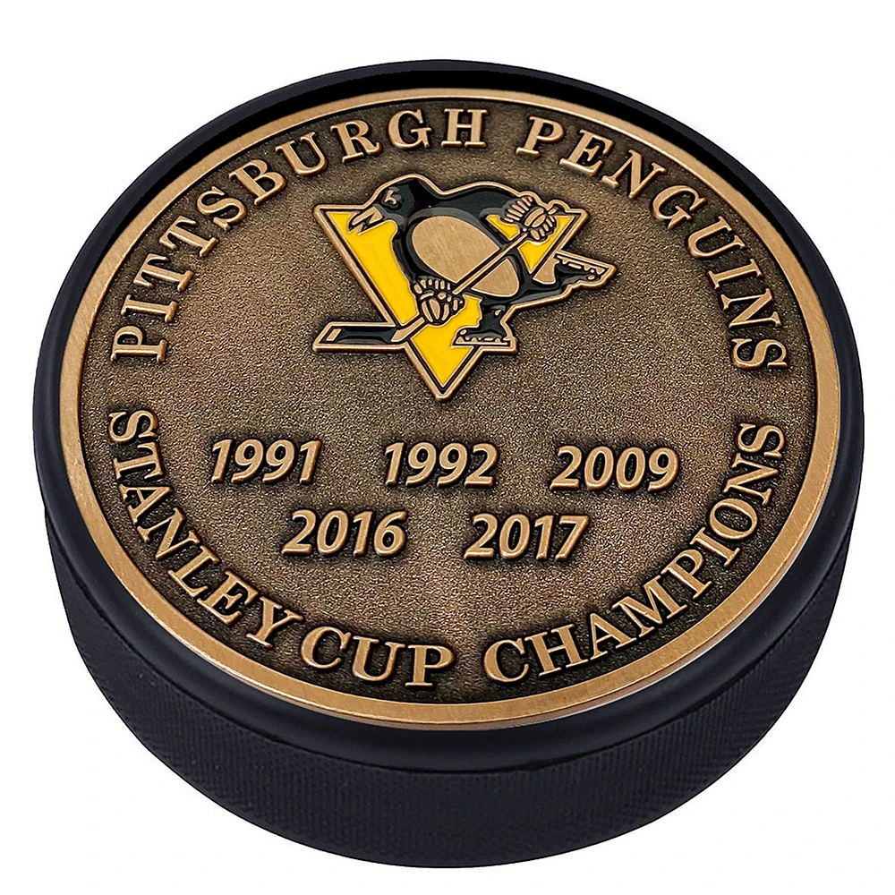 Pittsburgh Penguins 5-Time Stanley Cup Champions Medallion Collection Puck